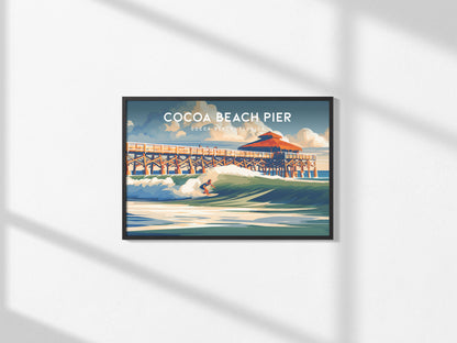 Cocoa Beach Pier Landscape Poster | Cocoa Beach, Florida Travel Wall Art — framed and ready to hang, 2x3 in