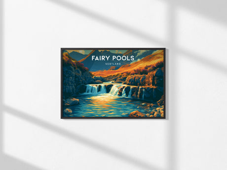 Fairy Pools, Scotland Landscape Poster | Highland Glen Coastal Beach Decor Wall Art — framed and ready to hang, 2x3 in