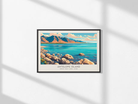 Antelope Island Landscape Matte Border Poster | Great Salt Lake, Utah Destination Print — framed and ready to hang, 2x3 in