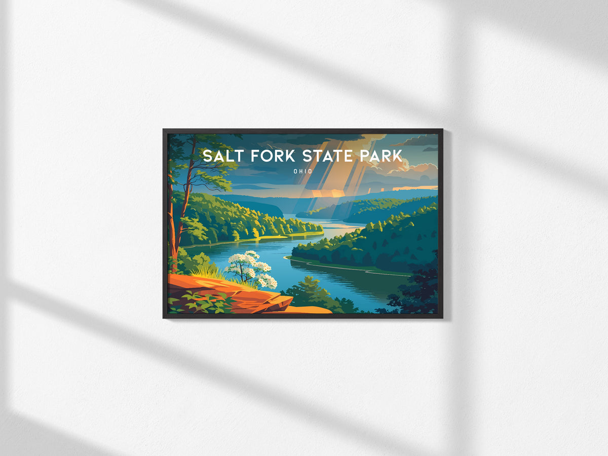 Salt Fork State Park Landscape Poster | Ohio Framed or Unframed Travel Gift Wall Art — framed and ready to hang, 2x3 in