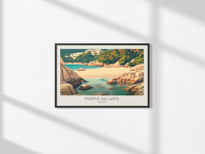 Puerto Vallarta Landscape Matte Border Poster | Travel Wall Art — framed and ready to hang, 2x3 in