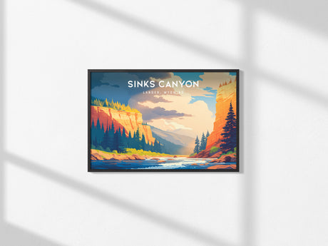 Sinks Canyon Landscape Poster | Lander, Wyoming Mountain Wilderness Vacation Wall Art — framed and ready to hang, 2x3 in