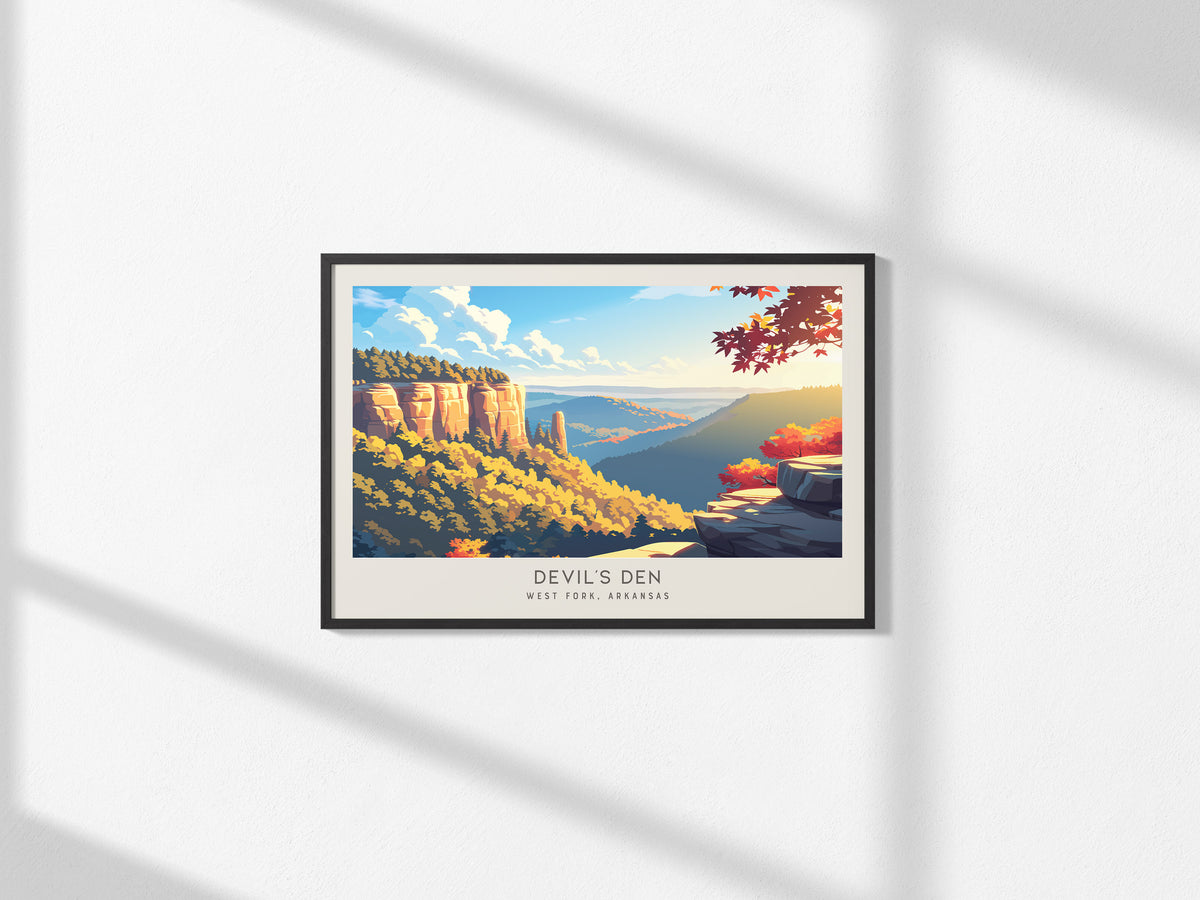 Devil's Den Landscape Matte Border Poster | West Fork, Arkansas Travel Gift Framed or Unframed — framed and ready to hang, 2x