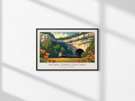 Natural Tunnel State Park Landscape Matte Border Poster | Duffield, Virginia Vacation Wall Art — framed and ready to hang, 2x