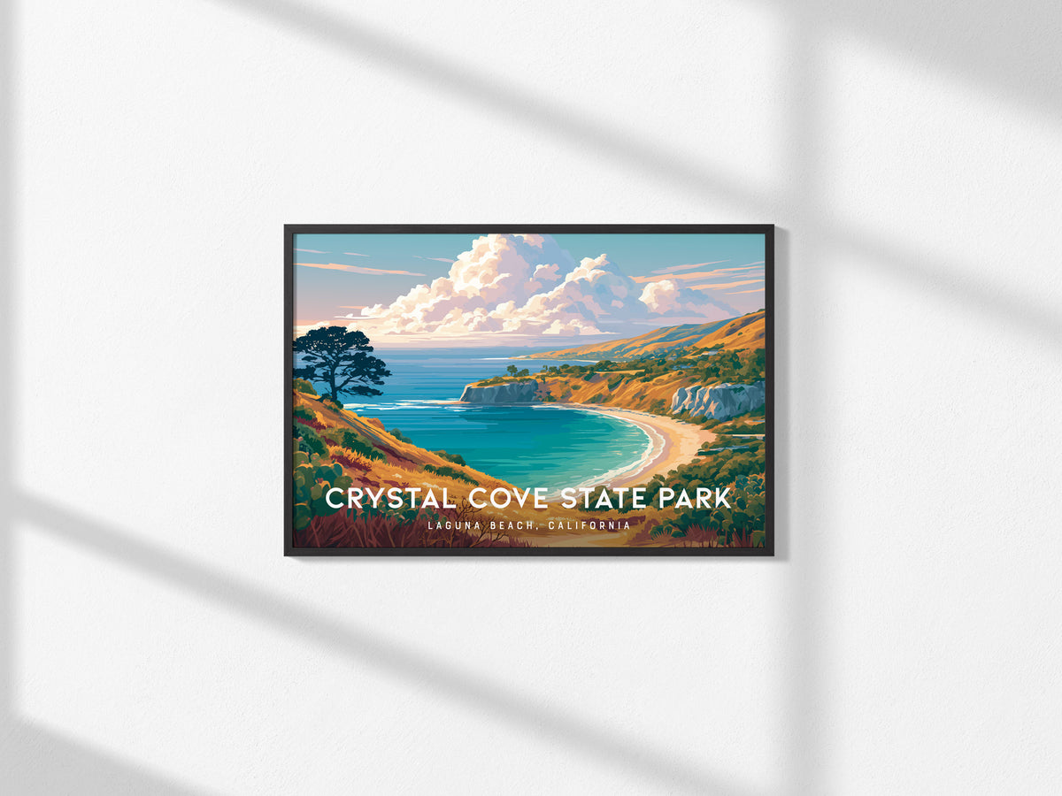 Crystal Cove State Park Landscape Poster | Destination Print Laguna Beach, California Wall Art — framed and ready to hang, 2x