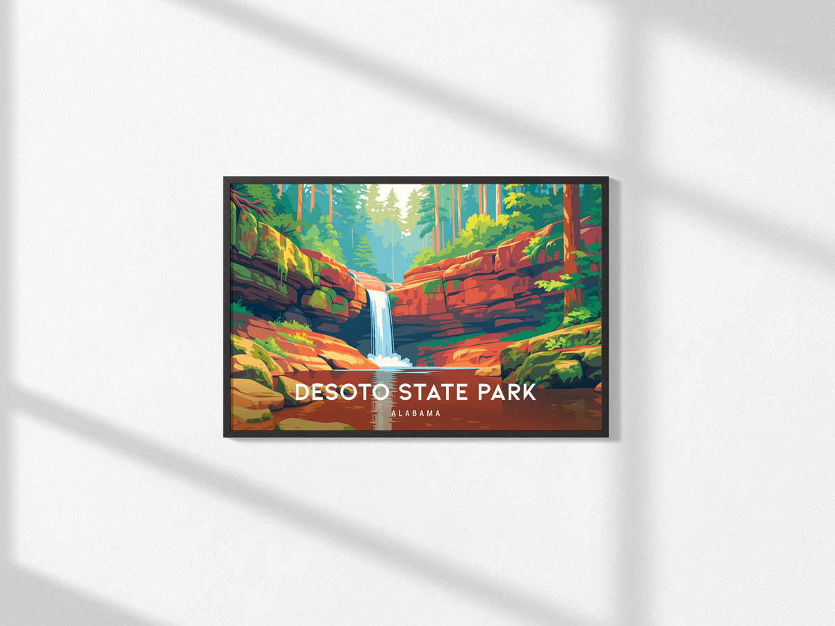 DeSoto State Park Landscape Poster | Alabama Vacation Wall Art — framed and ready to hang, 2x3 in