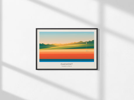 Oakmont Landscape Matte Border Poster | Pennsylvania Travel Wall Art — framed and ready to hang, 2x3 in