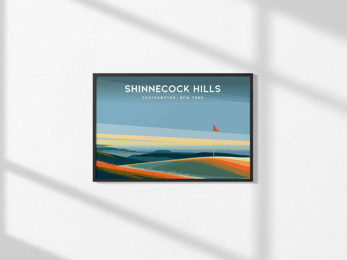 Shinnecock Hills Landscape Poster | Southampton, New York Golfer Gift & Links Poster Wall Art — framed and ready to hang, 2x3