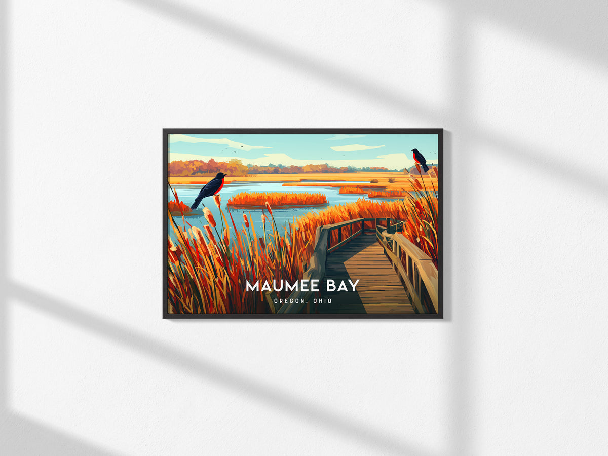 Maumee Bay Landscape Poster | Oregon, Ohio Vacation Wall Art — framed and ready to hang, 2x3 in