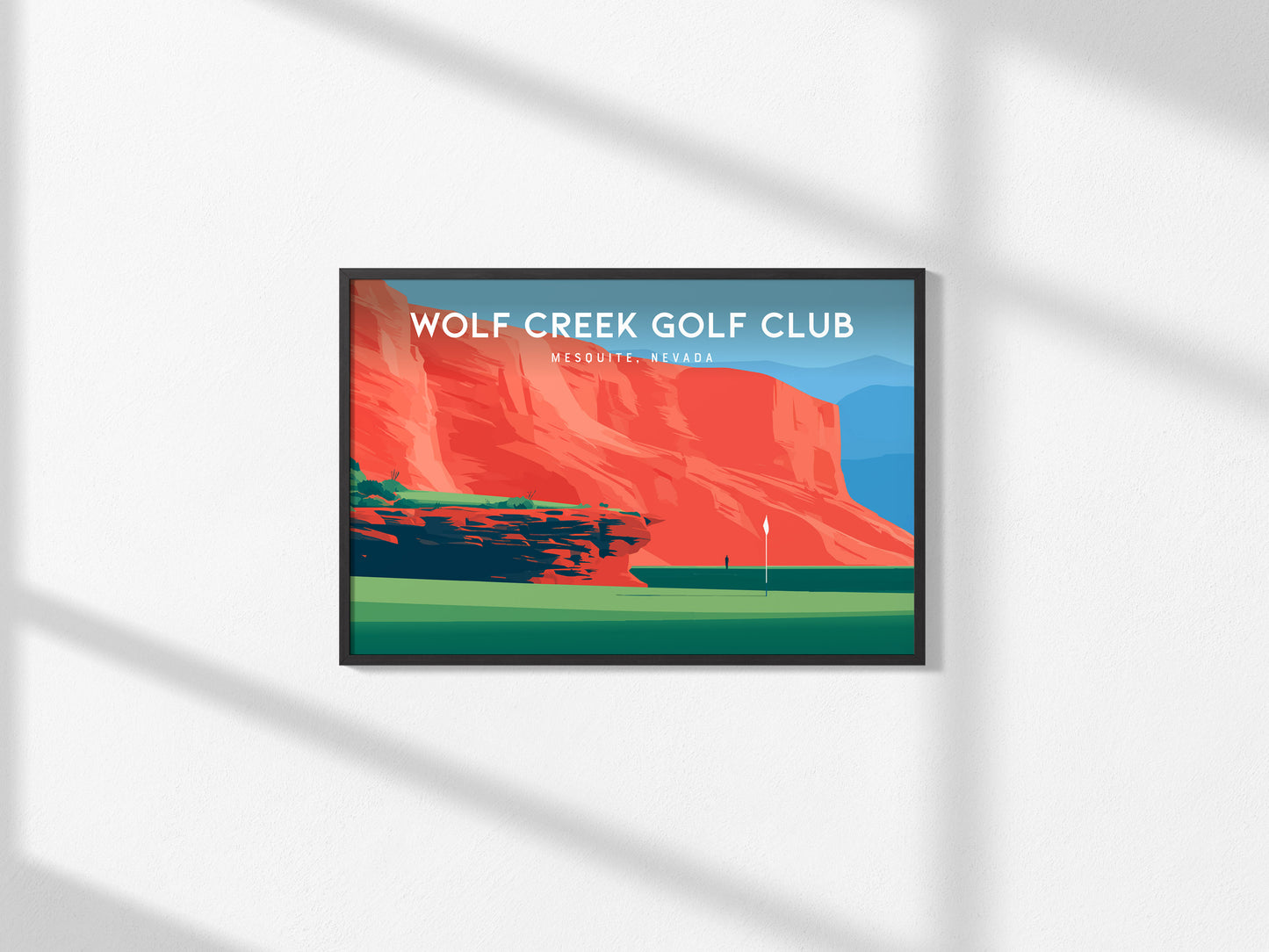 Wolf Creek Golf Club, Mesquite, Nevada Landscape Poster | Dramatic Red Rock Golf Course Print Wall Art — framed and ready to