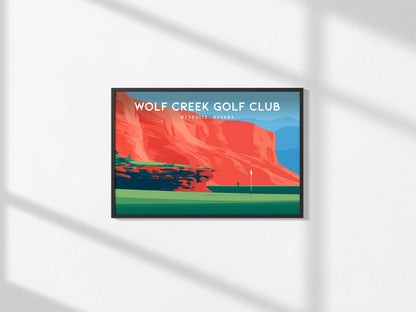 Wolf Creek Golf Club, Mesquite, Nevada Landscape Poster | Dramatic Red Rock Golf Course Print Wall Art — framed and ready to