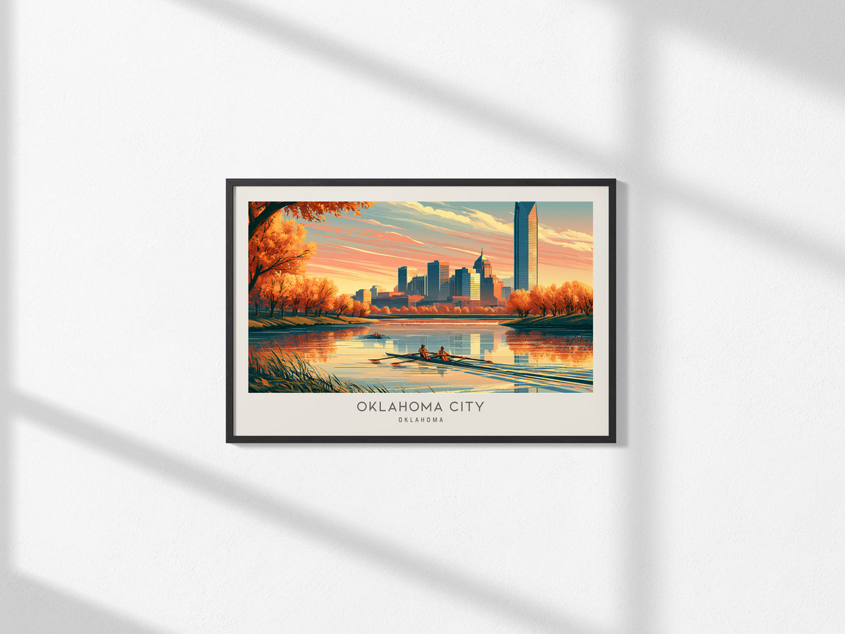 Oklahoma City Landscape Matte Border Poster | Travel Wall Art — framed and ready to hang, 2x3 in