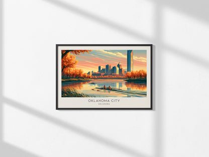Oklahoma City Landscape Matte Border Poster | Travel Wall Art — framed and ready to hang, 2x3 in