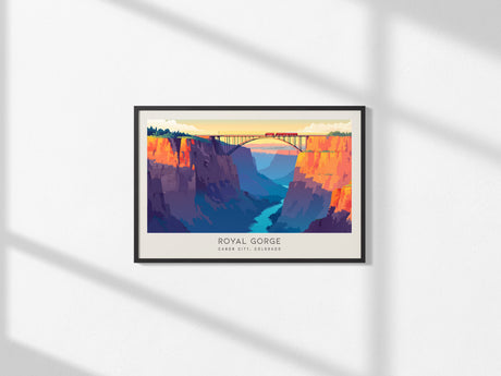 Royal Gorge Landscape Matte Border Poster | Canon City, Colorado Vacation Wall Art — framed and ready to hang, 2x3 in