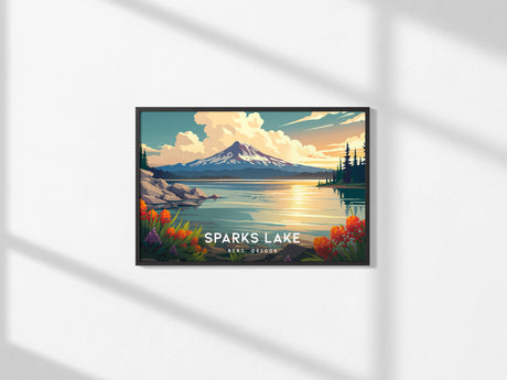 Sparks Lake Landscape Poster | Bend, Oregon Alpine Lake Framed or Unframed Travel Wall Art — framed and ready to hang, 2x3 in