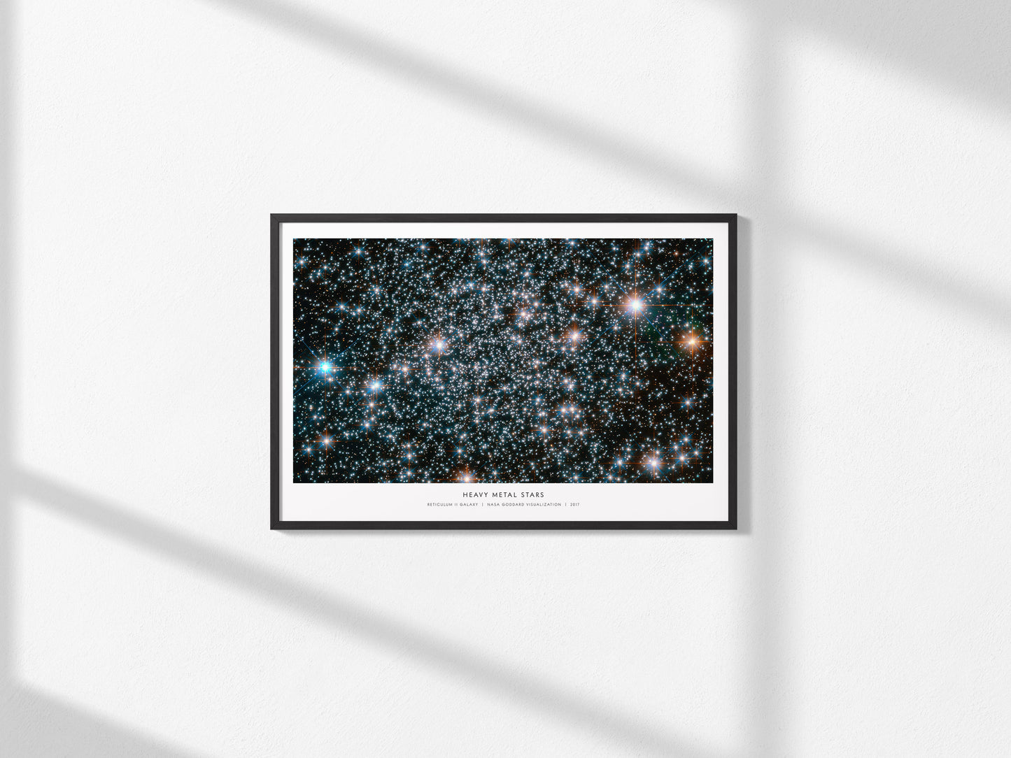 Heavy Metal Stars Landscape Poster | Reticulum II Galaxy NASA Astronomy Print Space Photography Wall Art — framed and ready t