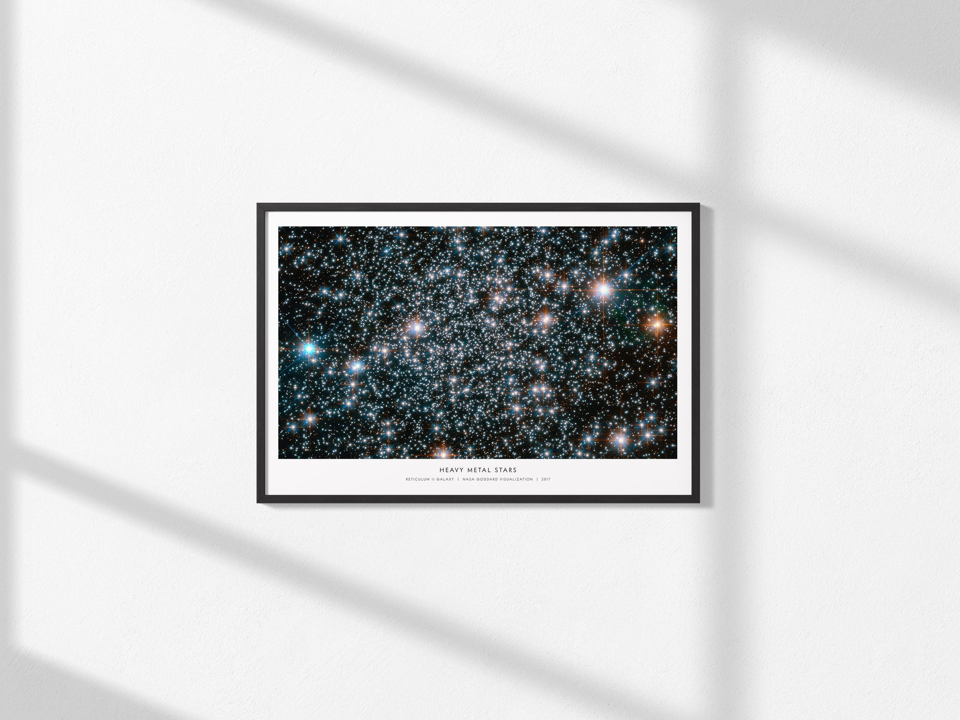Heavy Metal Stars Landscape Poster | Reticulum II Galaxy NASA Astronomy Print Space Photography Wall Art — framed and ready t
