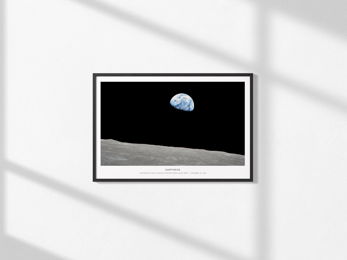 Earthrise Landscape Poster | NASA Apollo 8 Mission Astronomy Print Space Photography Wall Art — framed and ready to hang, 2x3