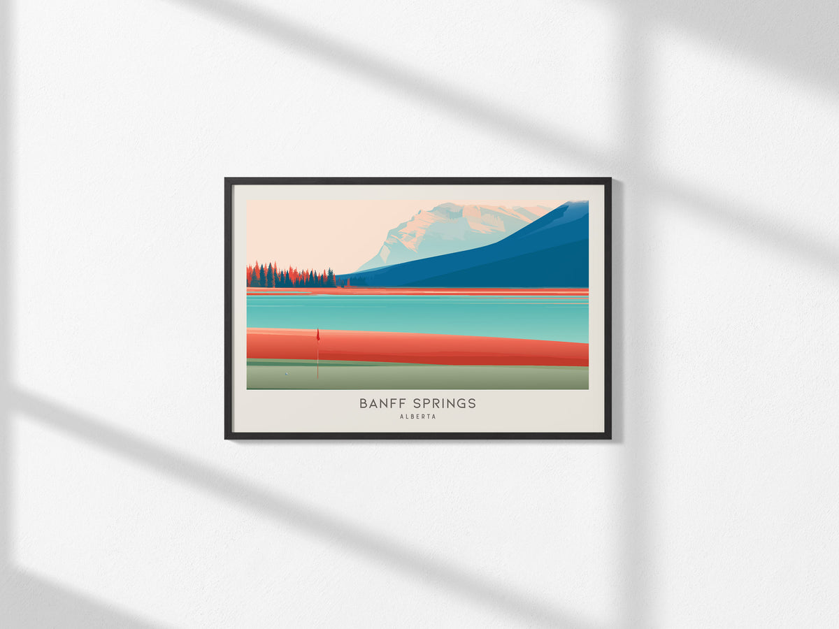 Banff Springs Landscape Matte Border Poster | Alberta Travel Wall Art — framed and ready to hang, 2x3 in