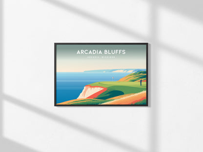 Arcadia Bluffs, Arcadia, Michigan Landscape Poster | Golf Course Print Country Club Decor Wall Art — framed and ready to hang