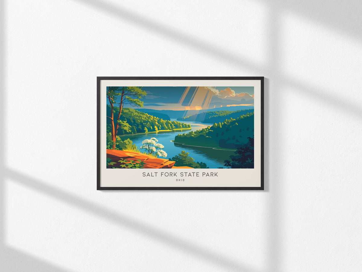 Salt Fork State Park Landscape Matte Border Poster | Ohio Vacation Wall Art — framed and ready to hang, 2x3 in