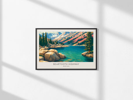Beartooth Highway Landscape Matte Border Poster | Montana Travel Gift Framed or Unframed — framed and ready to hang, 2x3 in