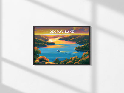 DeGray Lake Landscape Poster | Arkadelphia, Arkansas Vacation Wall Art — framed and ready to hang, 2x3 in