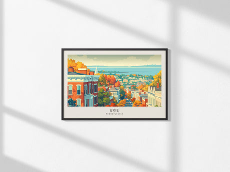 Erie Landscape Matte Border Poster | Pennsylvania Destination Print Framed or Unframed — framed and ready to hang, 2x3 in