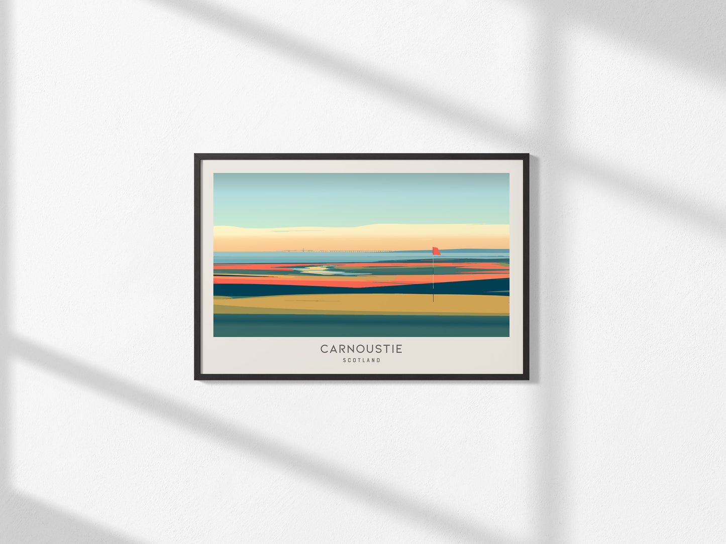 Carnoustie Landscape Matte Border Poster | Scotland Golf Course Print Travel Wall Art — framed and ready to hang, 2x3 in