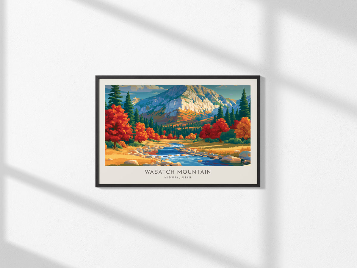 Wasatch Mountain Landscape Matte Border Poster | Midway, Utah Vacation Wall Art — framed and ready to hang, 2x3 in