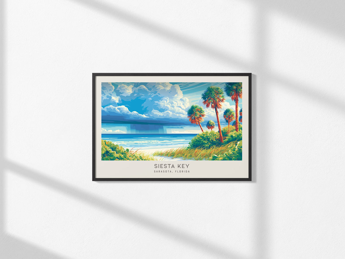 Siesta Key Landscape Matte Border Poster | Travel Wall Art — framed and ready to hang, 2x3 in