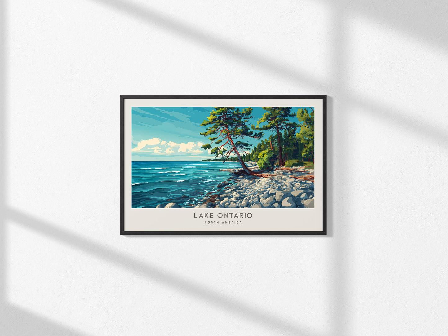 Lake Ontario Landscape Matte Border Poster | North America Vacation Wall Art | Framed or Unframed — framed and ready to hang