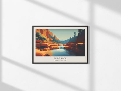 Slide Rock Landscape Matte Border Poster | Sedona, Arizona Vacation Wall Art — framed and ready to hang, 2x3 in