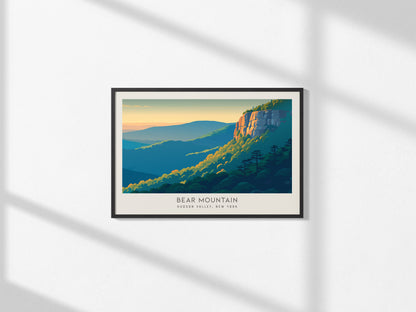 Bear Mountain Landscape Matte Border Poster | Hudson Valley, New York Travel Wall Art — framed and ready to hang, 2x3 in