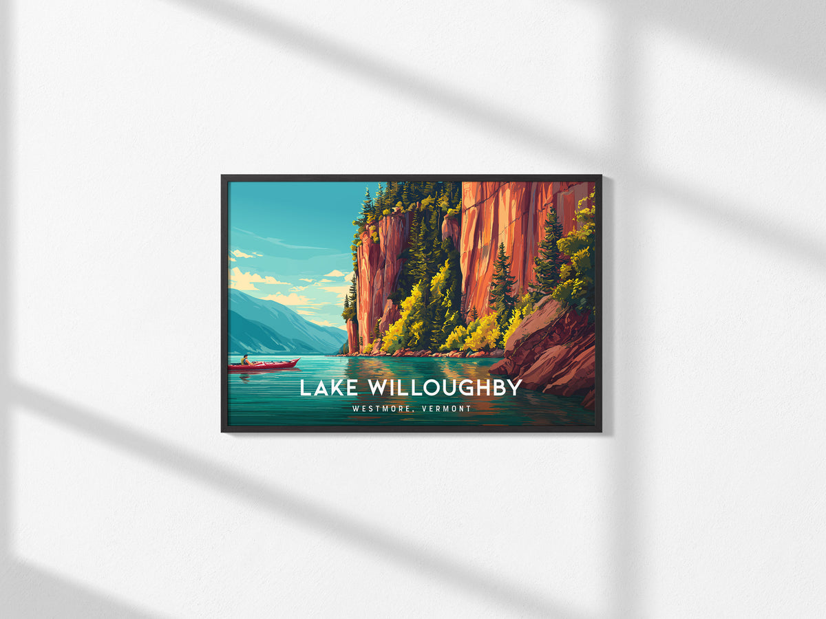Lake Willoughby Landscape Poster | Westmore, Vermont Framed or Unframed Wall Art — framed and ready to hang, 2x3 in
