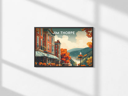 Jim Thorpe, Pennsylvania Landscape Poster | Scenic River Valley Getaway Vacation Wall Art — framed and ready to hang, 2x3 in