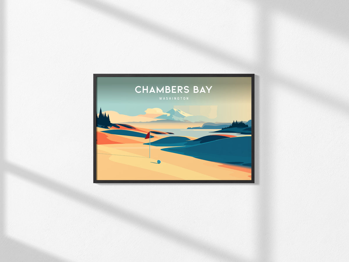 Chambers Bay, Washington Landscape Poster | Golf Wall Art & Framed or Unframed Wall Art — framed and ready to hang, 2x3 in
