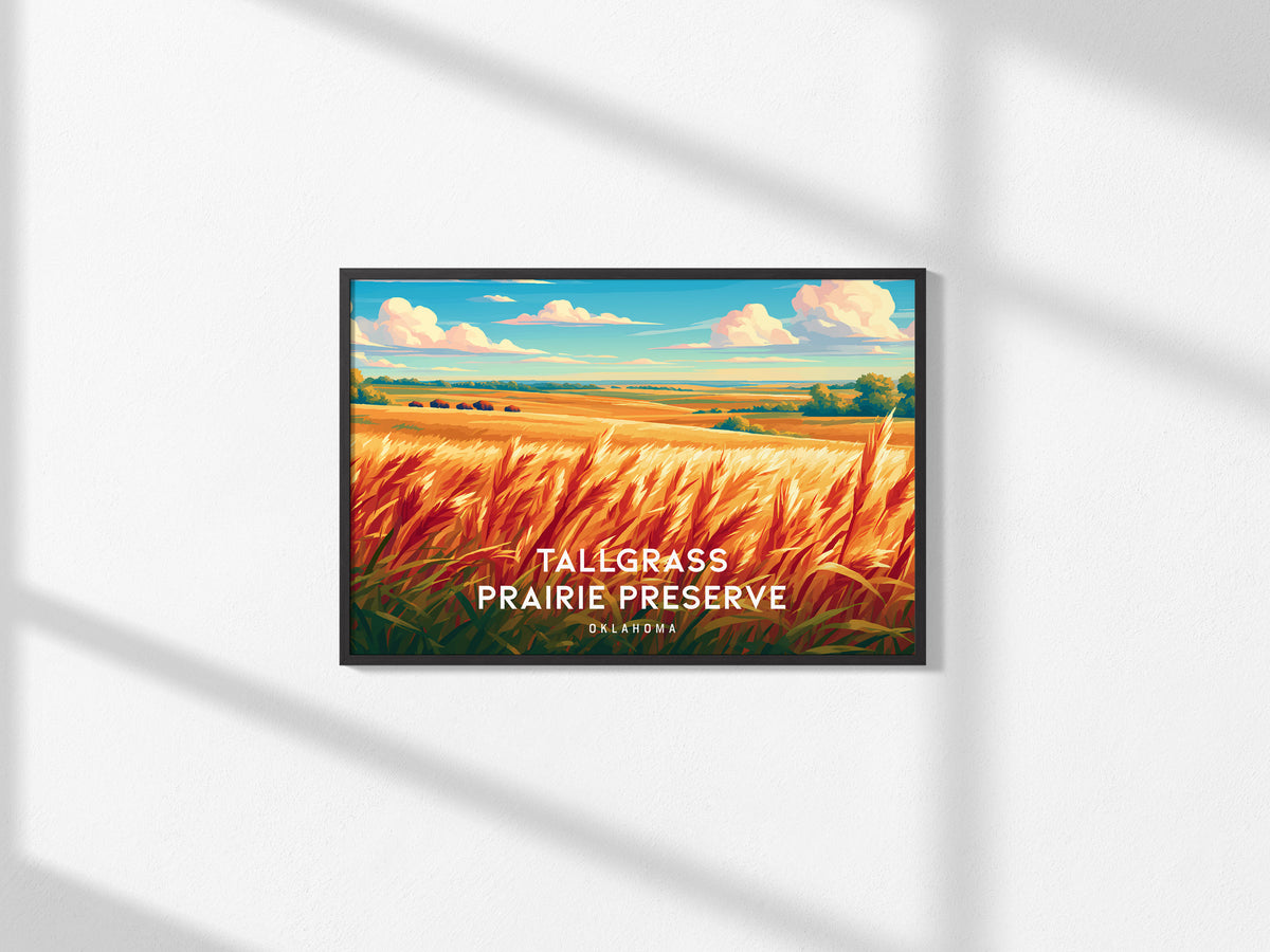Tallgrass Prairie Preserve Landscape Poster | Oklahoma Vacation Wall Art — framed and ready to hang, 2x3 in