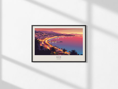 Nice Landscape Matte Border Poster | France Destination Print Vacation Wall Art — framed and ready to hang, 2x3 in