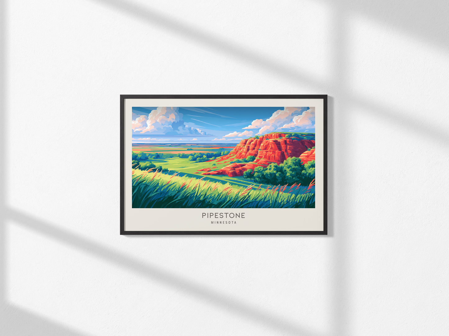 Pipestone Landscape Matte Border Poster | Minnesota Vacation Wall Art — framed and ready to hang, 2x3 in