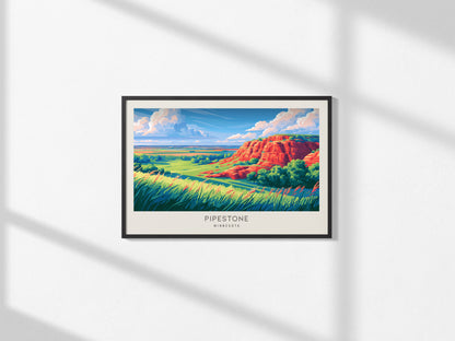 Pipestone Landscape Matte Border Poster | Minnesota Vacation Wall Art — framed and ready to hang, 2x3 in