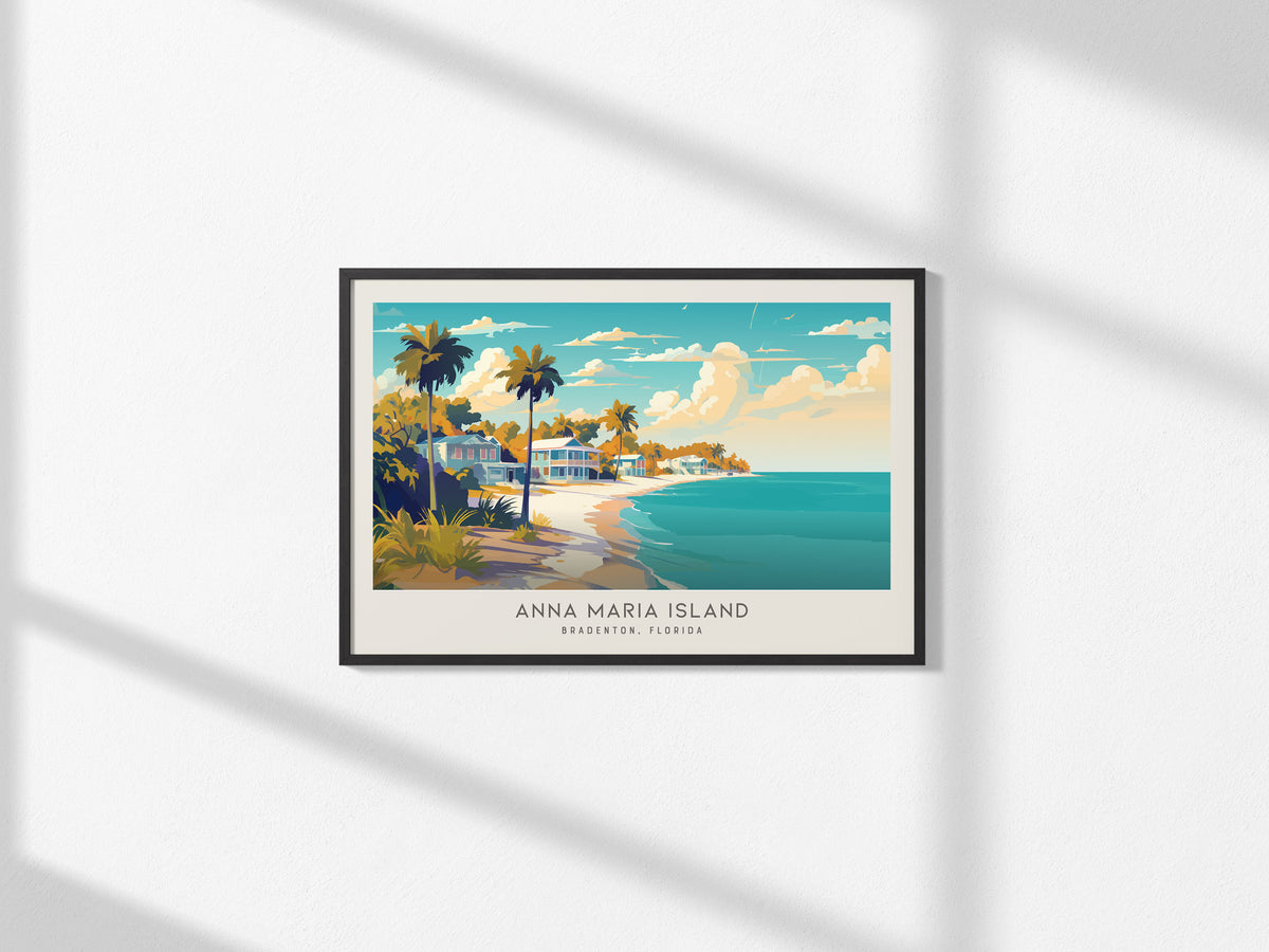 Anna Maria Island Landscape Matte Border Poster | Bradenton, Florida Coastal Beach Decor — framed and ready to hang, 2x3 in