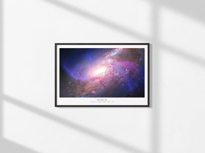 Messier 106 Landscape Poster | NGC 4258 Galaxy Wall Art NASA Space Photography — framed and ready to hang, 2x3 in