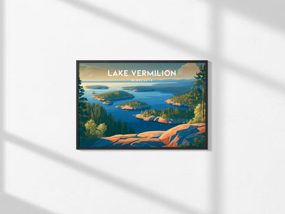 Lake Vermilion Landscape Poster | Minnesota Travel Wall Art — framed and ready to hang, 2x3 in