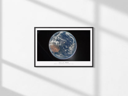 Hello, World Landscape Poster | NASA Artemis II Space Photography Wall Art — framed and ready to hang, 2x3 in
