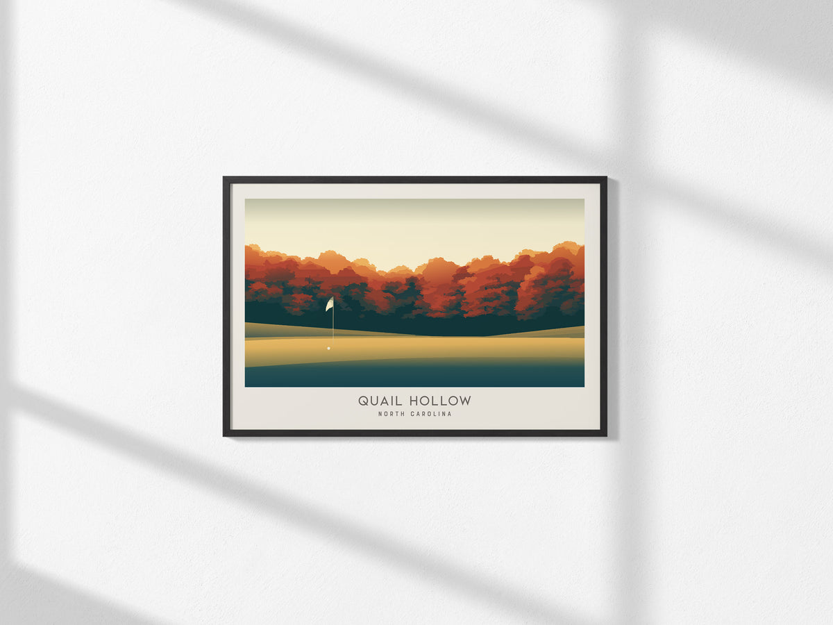Quail Hollow Landscape Matte Border Poster | North Carolina Travel Wall Art — framed and ready to hang, 2x3 in