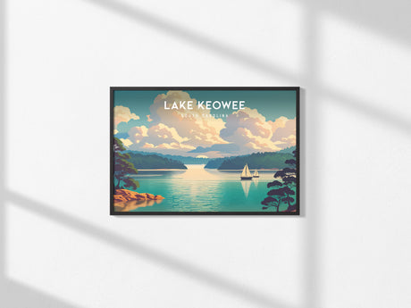 Lake Keowee, South Carolina Landscape Poster | Lakeside Destination Print Framed or Unframed — framed and ready to hang, 2x3