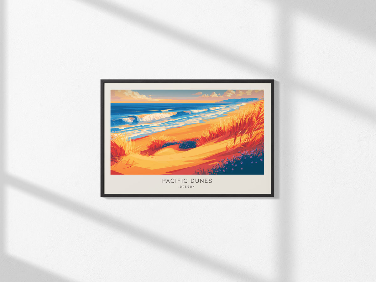 Pacific Dunes Landscape Matte Border Poster | Oregon Coastal Beach Decor — framed and ready to hang, 2x3 in