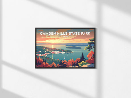 Camden Hills State Park, Maine Landscape Poster | Vacation Wall Art Beach House Decor — framed and ready to hang, 2x3 in
