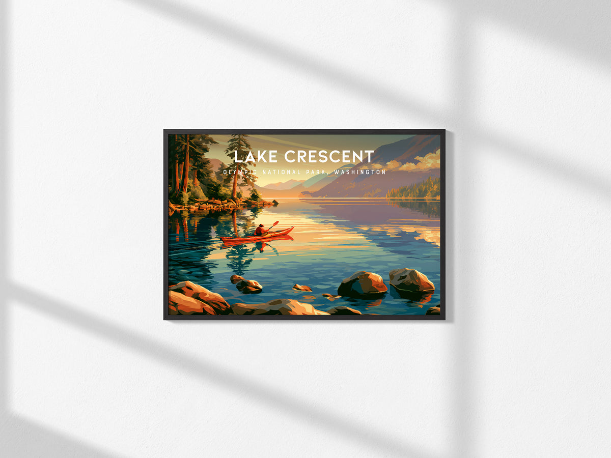 Lake Crescent Landscape Poster | Olympic National Park, Washington Vacation Wall Art — framed and ready to hang, 2x3 in